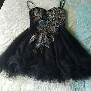Black peacock dress